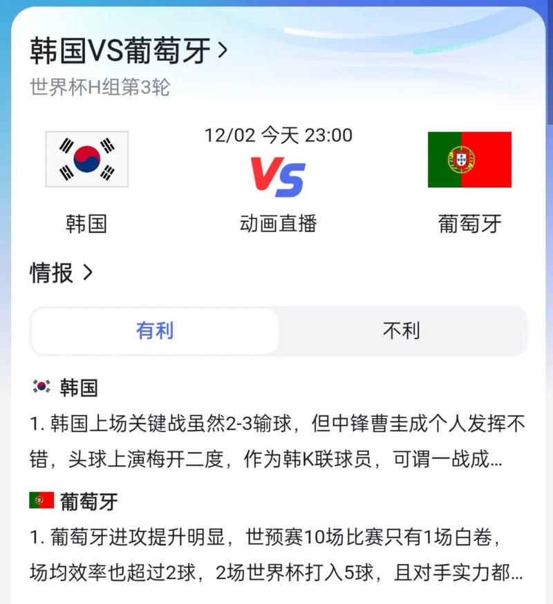 韩国VS葡萄牙比分预测